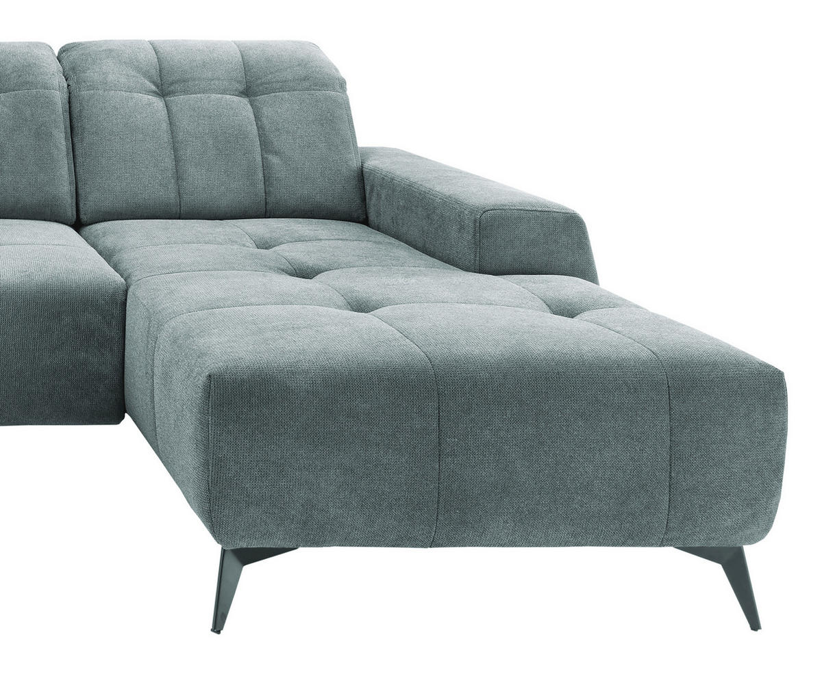 WOHNLANDSCHAFT SANO in Chenille Mintgrau  - Mintgrau/Schwarz, MODERN, Textil/Metall (200/337/180cm) - Livetastic