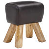 HOCKER Echtleder Mangoholz Schwarz  - Schwarz/Naturfarben, LIFESTYLE, Leder/Holz (42/45/35cm) - Livetastic