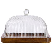 Untieră lemn, sticlă  - străveziu/culoare lemn acacia, Lifestyle, sticlă/lemn (17/12,5/10cm) - Novel