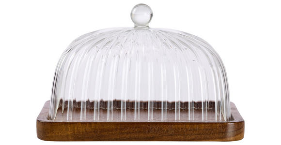 BUTTERDOSE Holz, Glas  - Klar/Akaziefarben, LIFESTYLE, Glas/Holz (17/12,5/10cm) - Novel