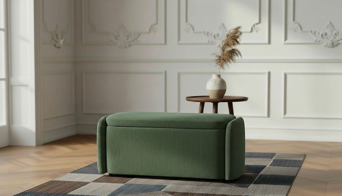 HOCKERBANK in Textil Grün  - Schwarz/Grün, Design, Kunststoff/Textil (114/47/42cm) - P & B