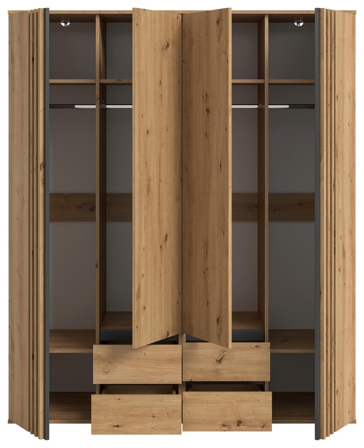 DREHTÜRENSCHRANK  in Anthrazit, Eiche Artisan  - Anthrazit/Eiche Artisan, ROMANTIK / LANDHAUS, Holzwerkstoff (160/192/56cm) - Livetastic