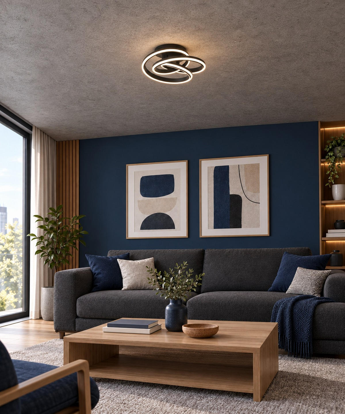 Plafonieră Cu Led 46 W    48/52/23 cm  - alb/negru, Design, plastic/metal (48/52/23cm) - Novel