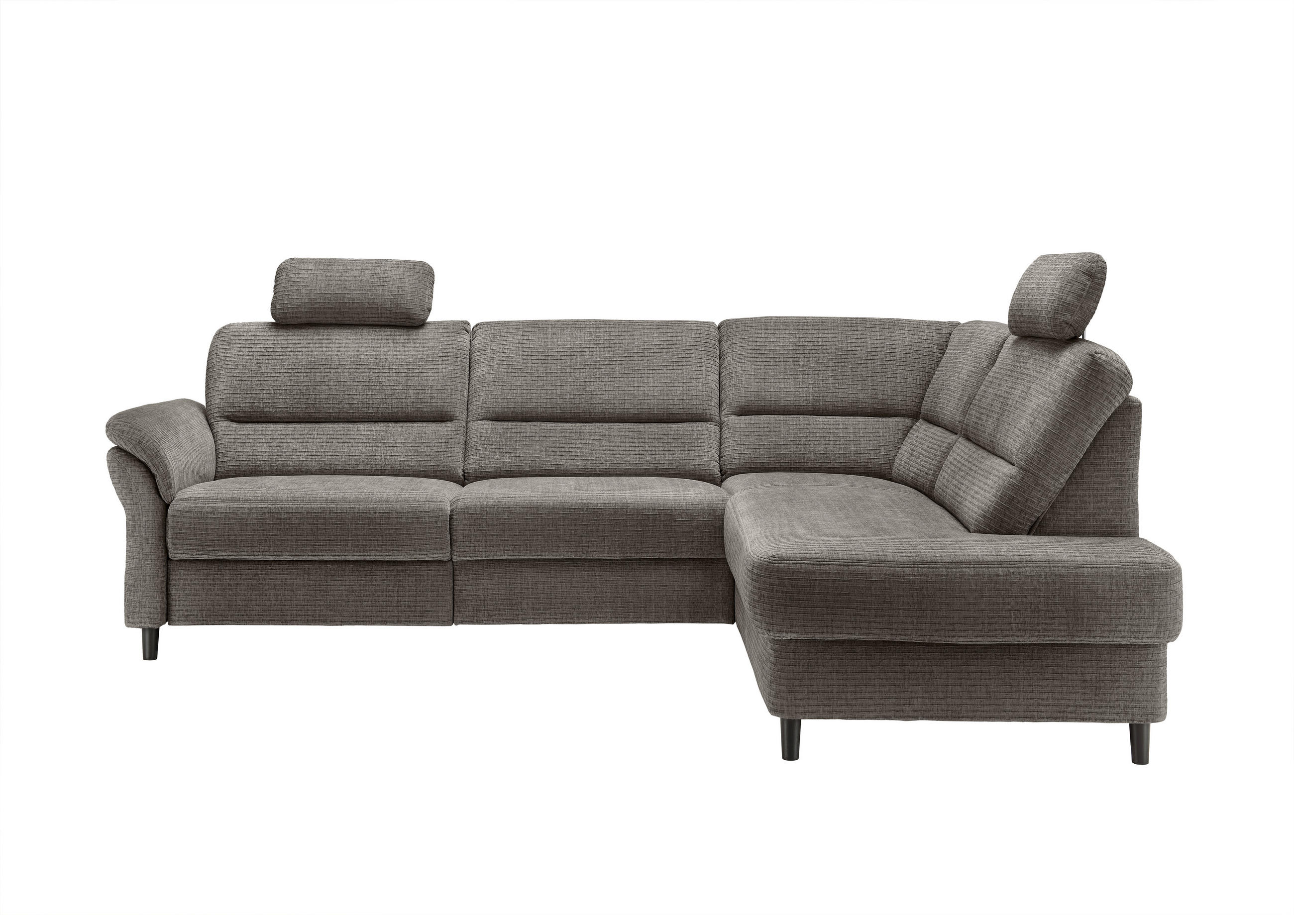 ECKSOFA in Mikrofaser Graubraun - Graubraun/Schwarz, Modern, Holz/Textil (266/190cm) - Livetastic