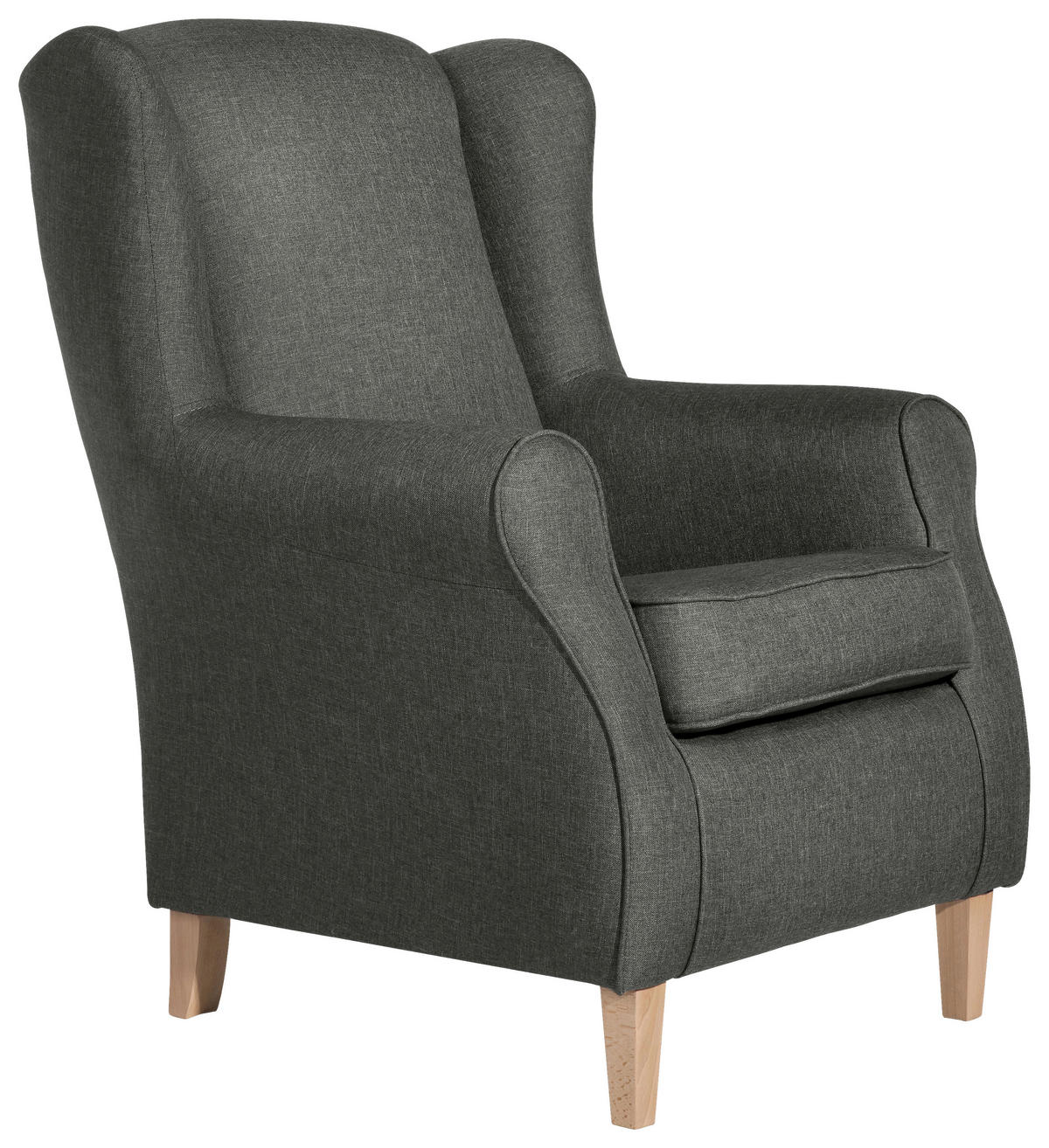 OHRENSESSEL Lesesessel Batist Anthrazit  - Anthrazit/Buchefarben, MODERN, Textil (77/103/86cm) - Max Winzer