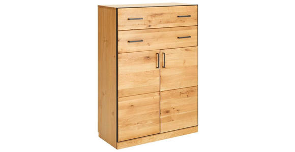 HIGHBOARD Asteiche teilmassiv Anthrazit, Eichefarben Einlegeboden  - Eichefarben/Anthrazit, Natur, Holz/Holzwerkstoff (86/122/40cm) - Linea Natura