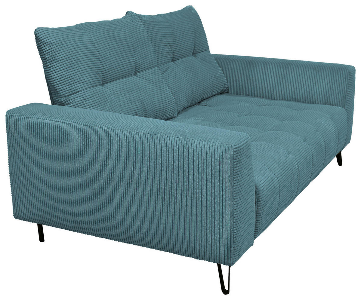 BIGSOFA Cord Petrol  - Petrol/Schwarz, KONVENTIONELL, Textil/Metall (246/100/116cm) - Carryhome