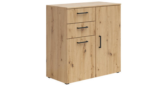 KOMMODE 80/83/40 cm in Eiche Artisan - Anthrazit/Schwarz, MODERN, Holzwerkstoff/Kunststoff (80/83/40cm) - Carryhome