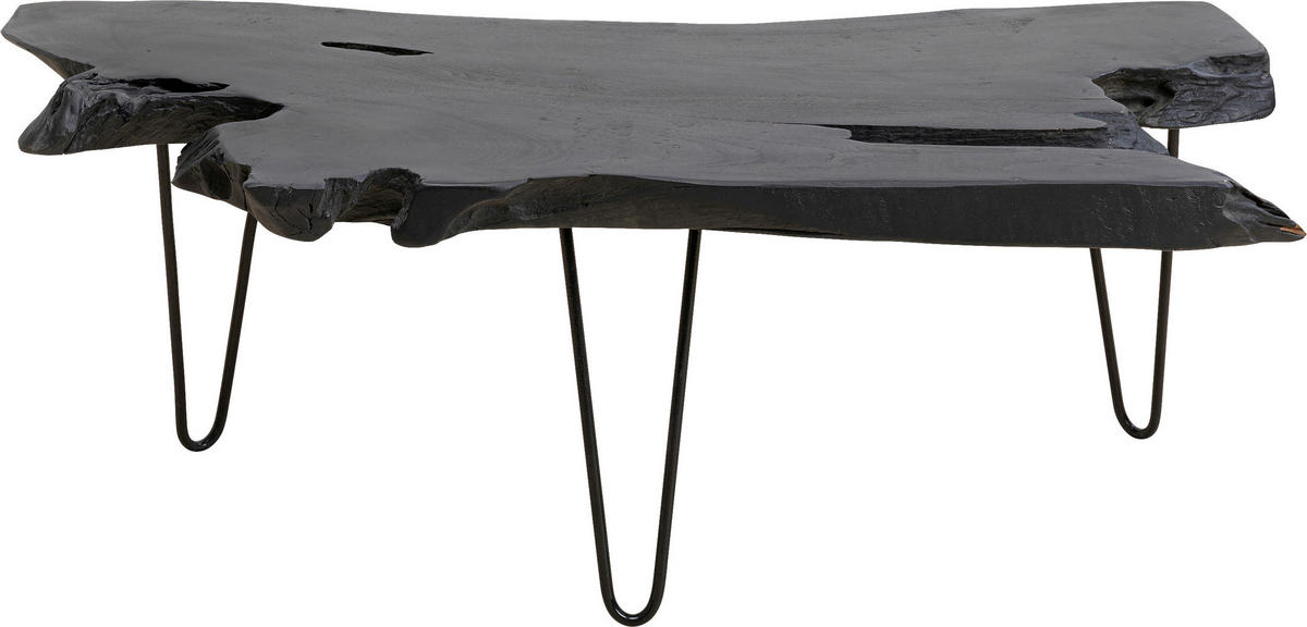 COUCHTISCH Teakholz massiv 100/40/40 cm Freiform Schwarz  - Schwarz, Design, Holz/Metall (100/40/40cm) - Kare-Design