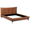 POLSTERBETT 180/200 cm,  in Cognac, gepolstertes Kopfteil,  - Cognac/Schwarz, Design, Leder/Metall (180/200cm) - Esposa