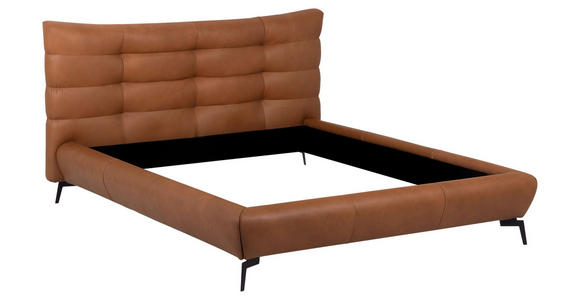 POLSTERBETT 180/200 cm,  in Cognac, gepolstertes Kopfteil,  - Cognac/Schwarz, Design, Leder/Metall (180/200cm) - Esposa