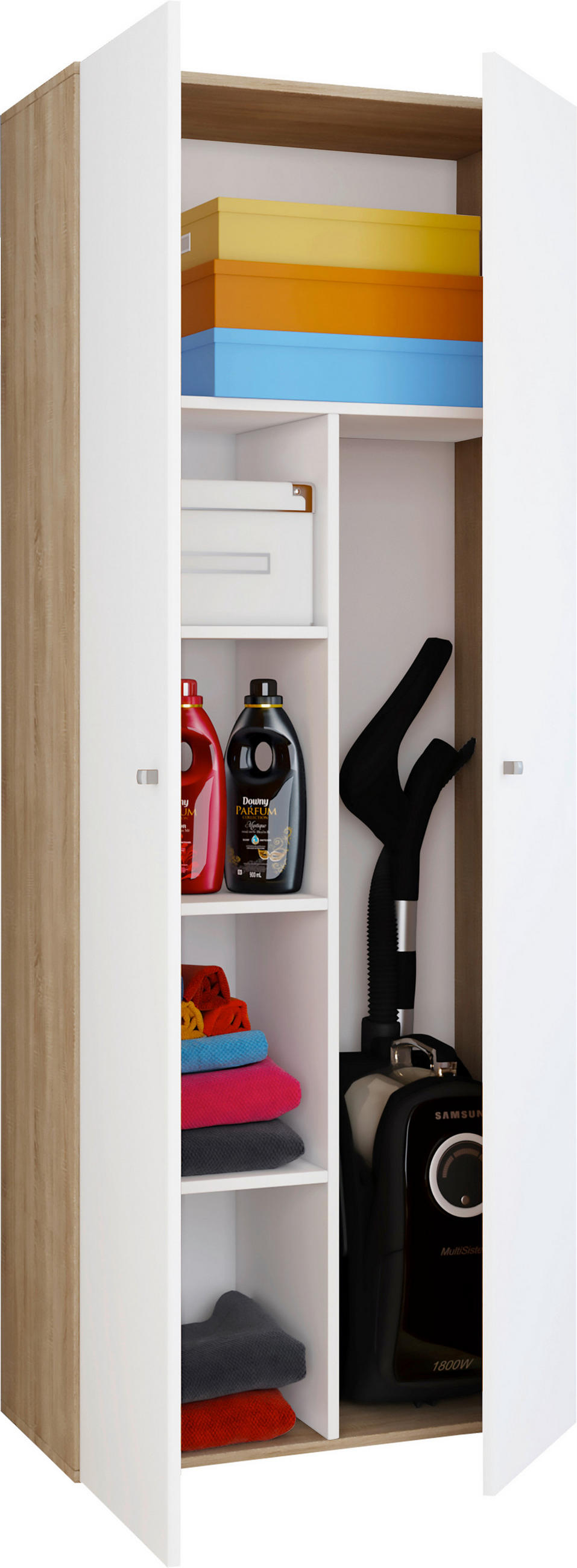MEHRZWECKSCHRANK 70/178/39 cm  in Weiß, Eichefarben, Sonoma Eiche  - Eichefarben/Silberfarben, Design, Holzwerkstoff/Kunststoff (70/178/39cm) - MID.YOU