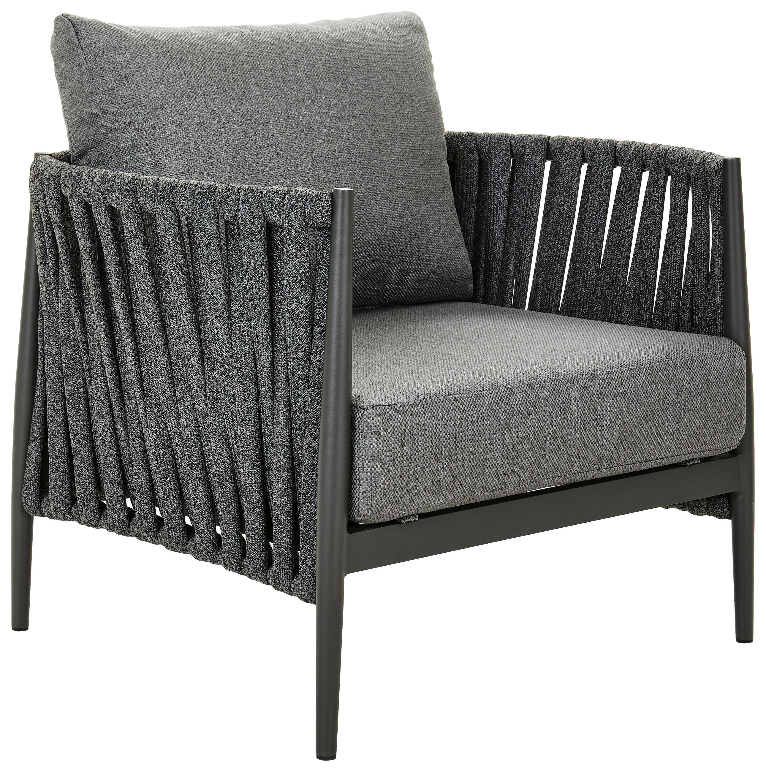 LOUNGESESSEL Anthrazit Aluminium  - Anthrazit, Design, Textil/Metall (91/68/81cm) - Amatio