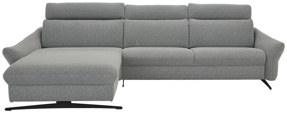 WOHNLANDSCHAFTOttomane links, L-Form  in Flachgewebe Grau  - Anthrazit/Grau, Design, Textil/Metall (178/308cm) - Himolla Komfortklass