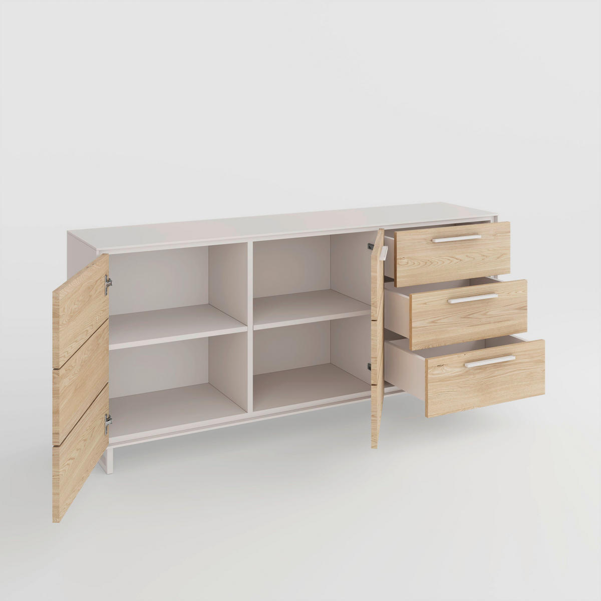 KOMODA, dub, kašmírová, dub bianco, 163/79/40 cm - kašmírová/dub bianco, Design, kov/drevo (163/79/40cm) - Livetastic