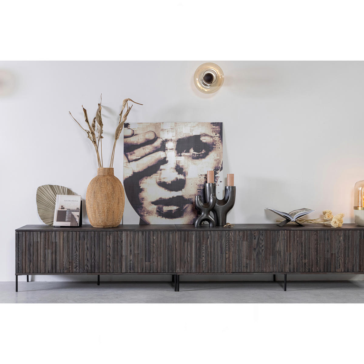 LOWBOARD Gravure 100/56/44 cm   - Schwarz/Braun, Design, Holz/Metall (100/56/44cm) - Livetastic