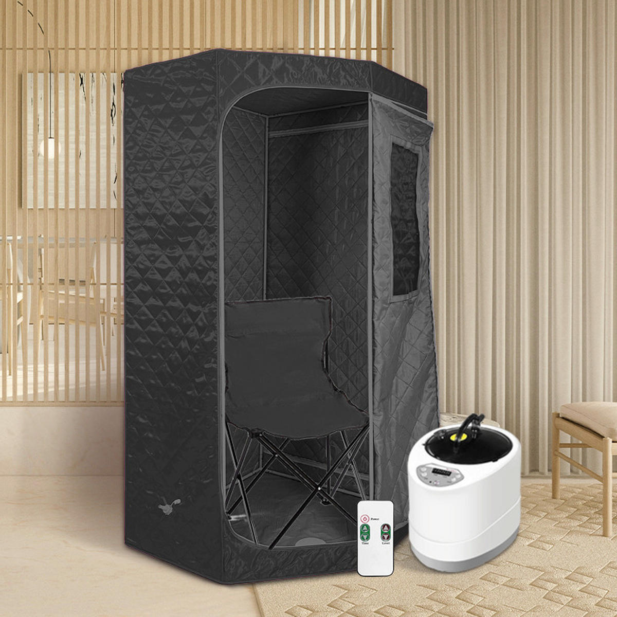 SAUNA für 1 Personen  - Schwarz, KONVENTIONELL, Kunststoff (90/190/90cm) - Sanotechnik