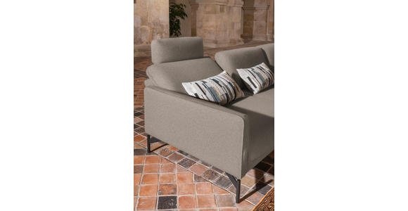 ECKSOFA in Flachgewebe, Struktur Hellbraun  - Hellbraun/Anthrazit, Design, Textil/Metall (254/230cm) - Ambiente