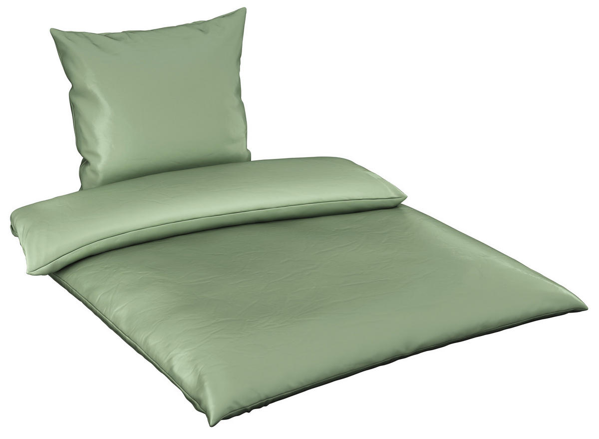 BETTWÄSCHE 135/200 cm NIGIRI Satin  - Salbeigrün, Basics, Textil (135/200cm) - Bio:Vio
