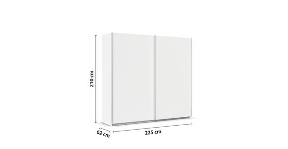 SCHWEBETÜRENSCHRANK  in Weiß  - Alufarben/Weiß, KONVENTIONELL, Holzwerkstoff/Metall (225/210/62cm) - Xora