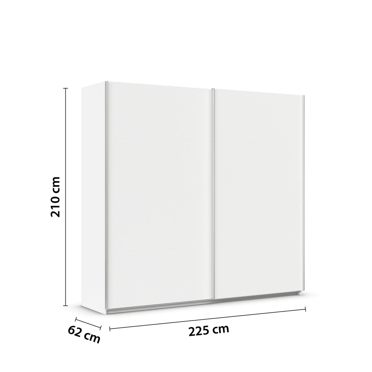 SCHWEBETÜRENSCHRANK  in Weiß  - Alufarben/Weiß, KONVENTIONELL, Holzwerkstoff/Metall (225/210/62cm) - Xora