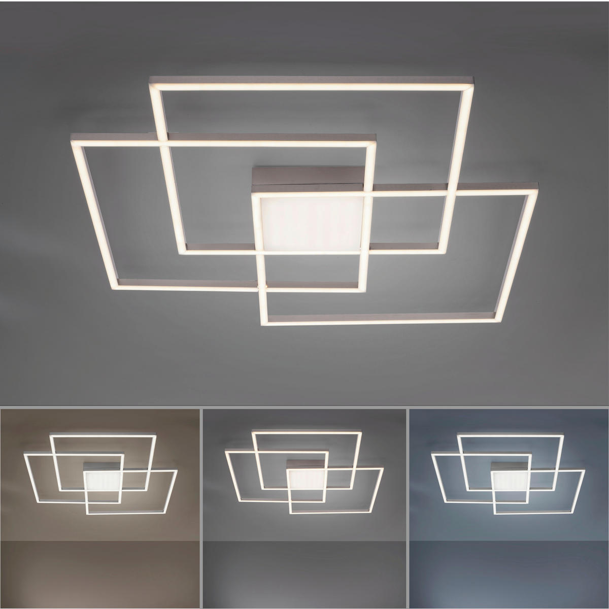 LED-DECKENLEUCHTE Asmin 75/75/6 cm   - Silberfarben, Design, Kunststoff/Metall (75/75/6cm)