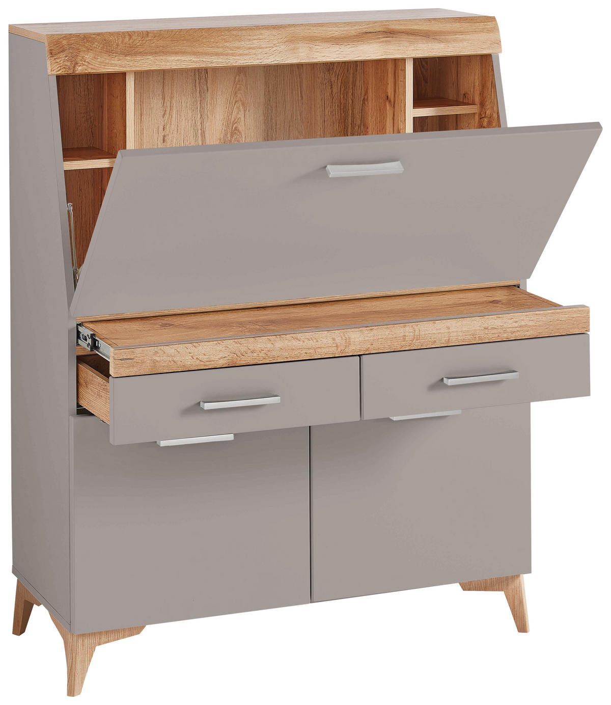 SEKRETÄR  Kabeldurchlass, Stauraum  - Eichefarben/Alufarben, LIFESTYLE, Holzwerkstoff/Kunststoff (98/124/39,6cm) - Carryhome