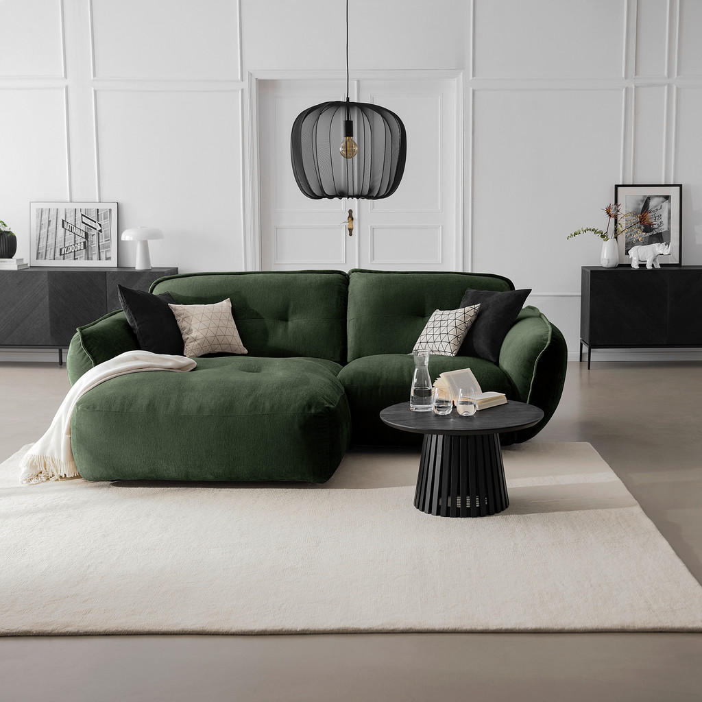 Thumbnail - Trendmanufaktur Ecksofa BE Fluffy, Dunkelgrün, Textil, 3-Sitzer, Ottomane links, nicht einzeln stellbar, L-Form, 269x184...