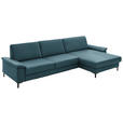 ECKSOFA  in Echtleder Blau  334/176 cm  - Blau/Schwarz, Design, Leder/Metall (334/176cm) - Dieter Knoll