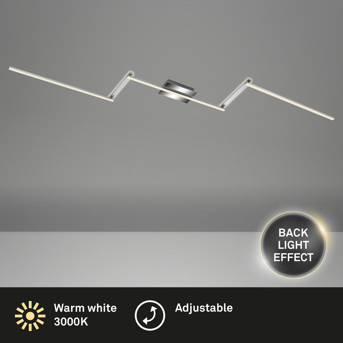 STROPNÍ LED SVÍTIDLO, 227,2/12,0/5 cm - černá, Trend, kov (227,2/12,0/5cm)