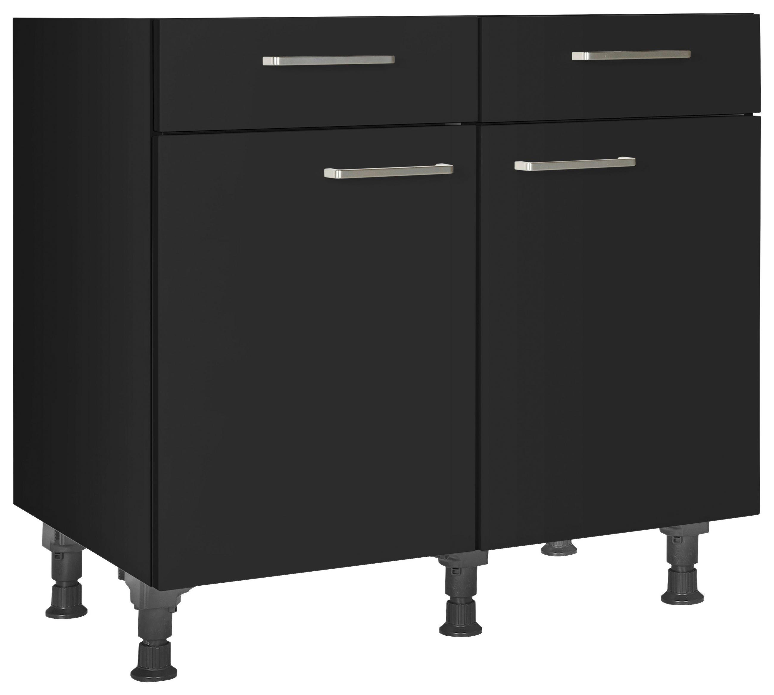 SCHUBKASTENUNTERSCHRANK 90/87/56 cm  in Schwarz  - Edelstahlfarben/Schwarz, MODERN, Holzwerkstoff/Metall (90/87/56cm) - Nobilia