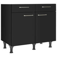 SCHUBKASTENUNTERSCHRANK 90/87/56 cm  in Schwarz  - Edelstahlfarben/Schwarz, MODERN, Holzwerkstoff/Metall (90/87/56cm) - Nobilia