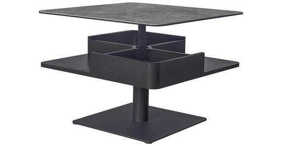 COUCHTISCH ESG 75/75/42-57 cm quadratisch Grau, Schwarz  - Schwarz/Grau, Basics, Glas/Keramik (75/75/42-57cm) - Dieter Knoll