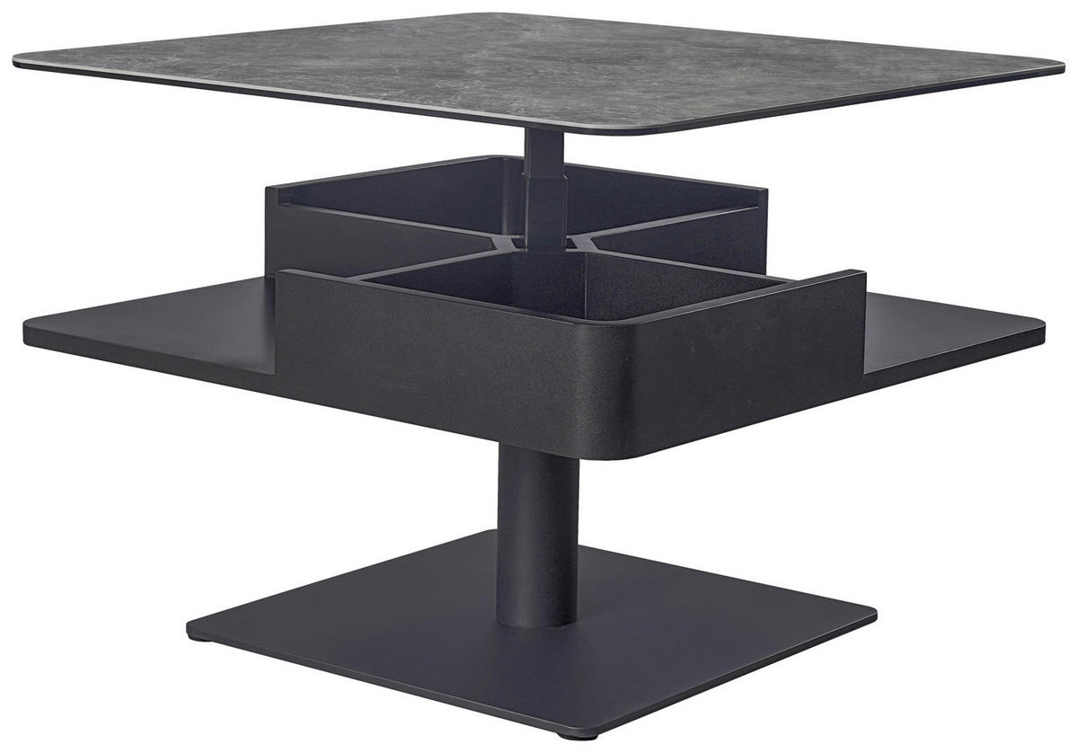 SOFFBORD i metall, glas, keramik, trämaterial 75/75/42-57 cm  - grå/svart, Basics, metall/trämaterial (75/75/42-57cm) - Dieter Knoll