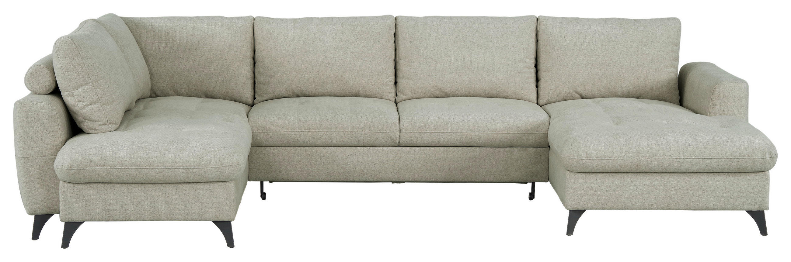 WOHNLANDSCHAFT Naturfarben Chenille  - Schwarz/Naturfarben, KONVENTIONELL, Textil/Metall (188/340/160cm) - Xora