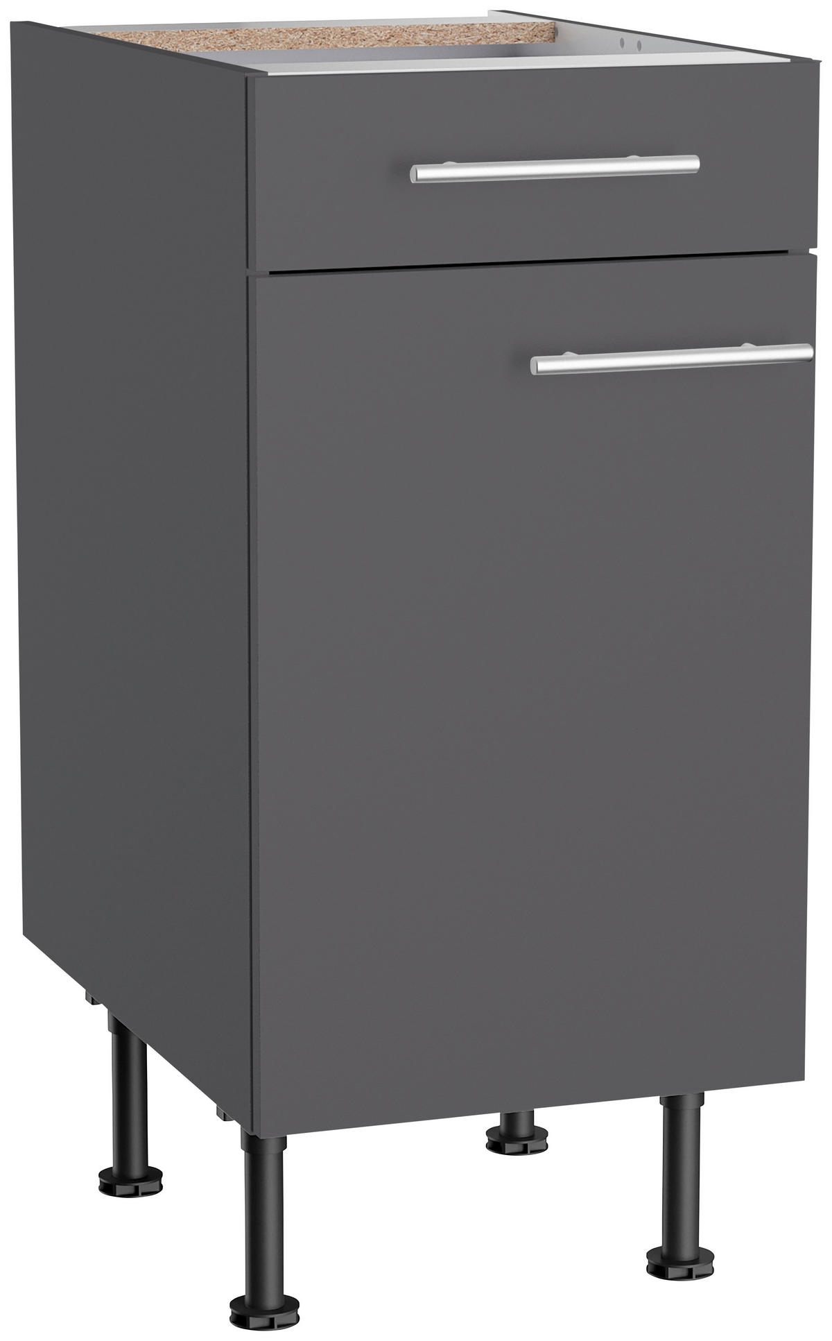 KÜCHENBLOCK 270 cm   in Anthrazit  - Edelstahlfarben/Eichefarben, Basics, Holzwerkstoff/Metall (270cm) - Optifit