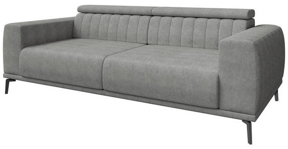 3-SITZER-SOFA  in Webstoff Grau  - Schwarz/Grau, KONVENTIONELL, Textil/Metall (240/80/113cm) - Carryhome