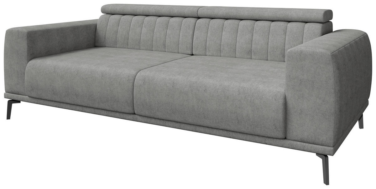 3-SITZER-SOFA Webstoff Grau  - Schwarz/Grau, KONVENTIONELL, Textil/Metall (240/80/110cm) - Carryhome