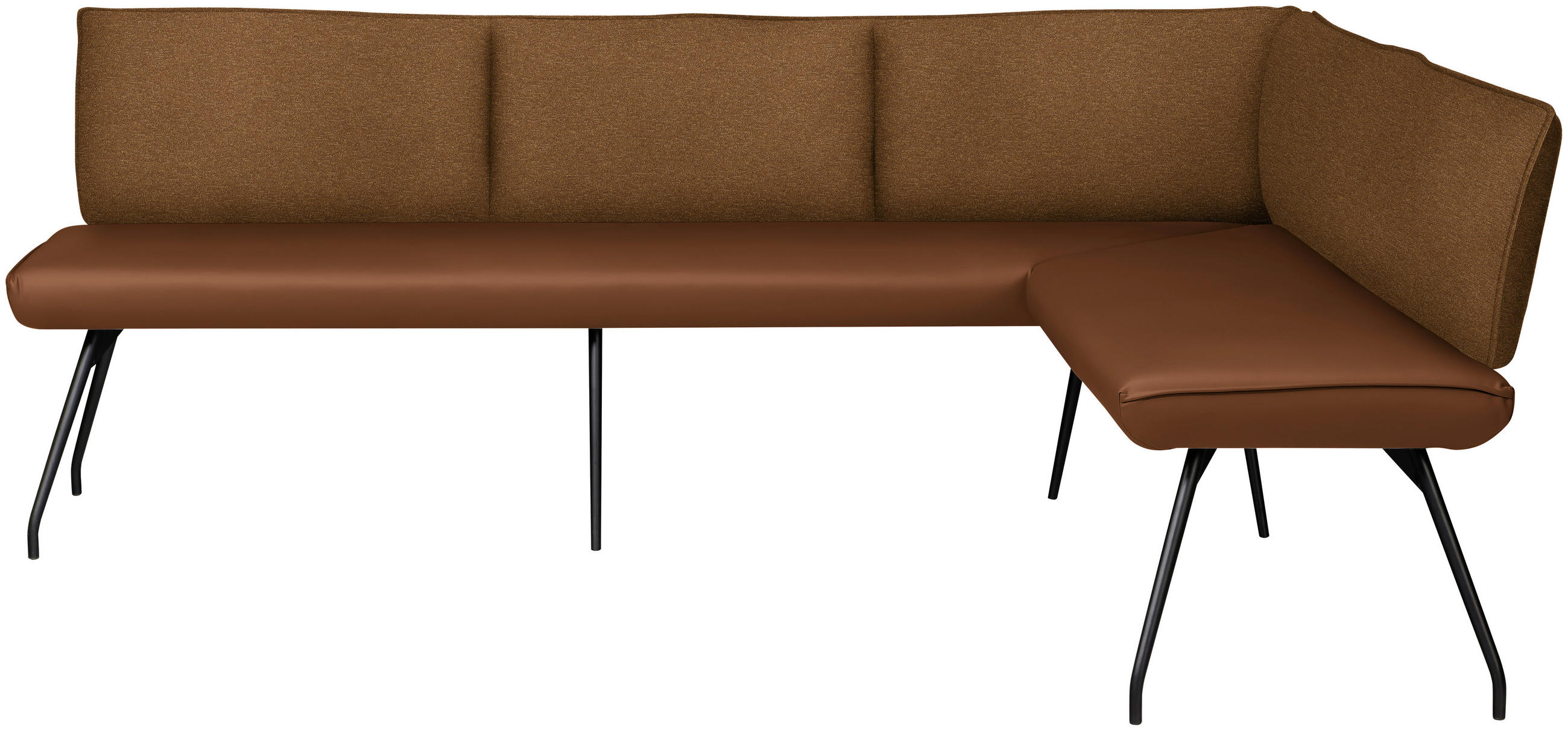 ECKBANK Metall, Textil Rostfarben  - Rostfarben/Schwarz, Design, Textil/Metall (225/155cm) - Moderano
