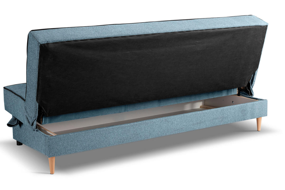 SCHLAFSOFA BONO  mit Liegefunktion Struktur Blau  - Hellbraun/Blau, Basics, Holz/Textil (199/91/91cm) - MID.YOU