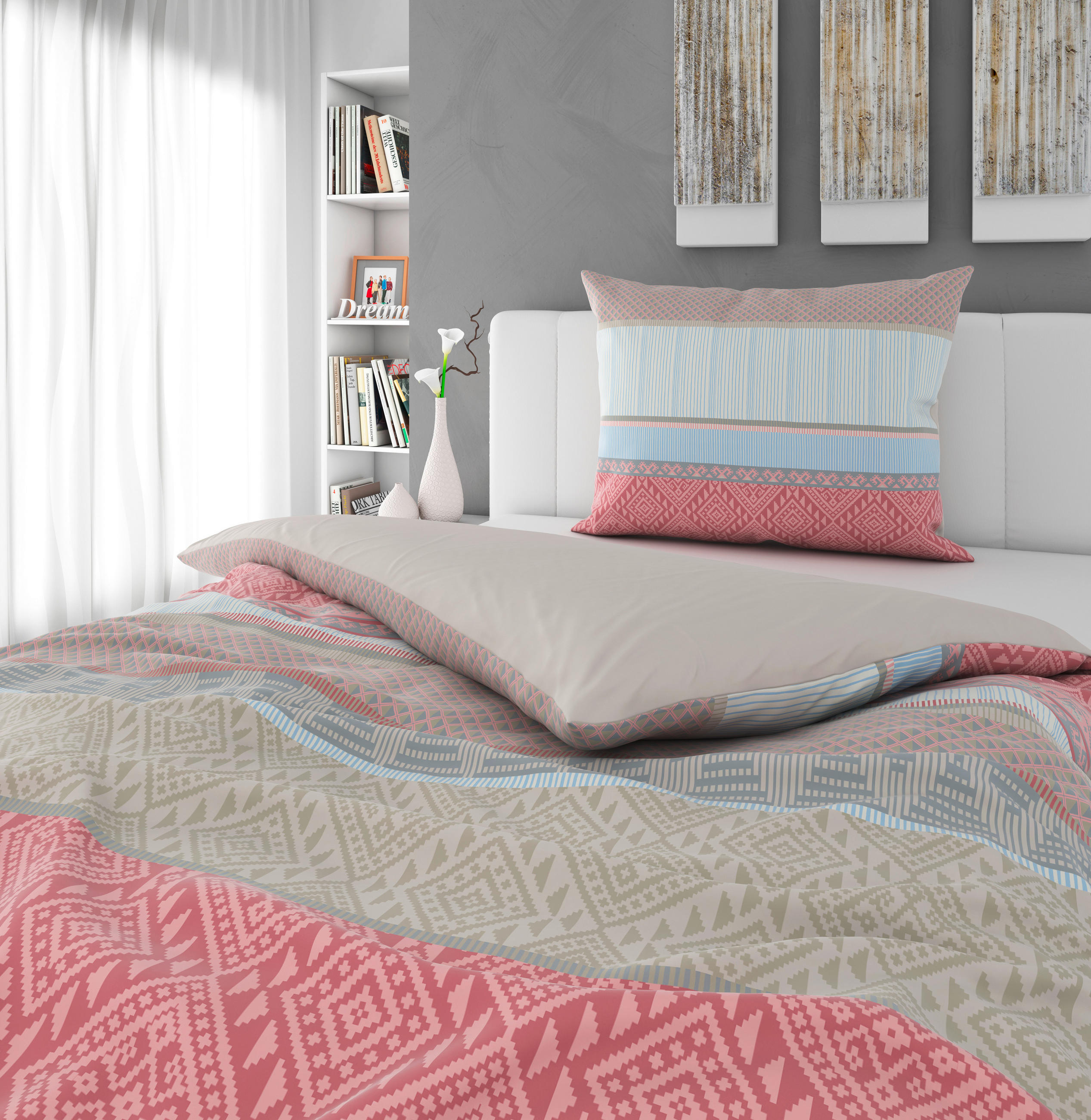 OBOUSTRANNÉ POVLEČENÍ, satén, vícebarevná, 140/200 cm - vícebarevná, Trend, textil (140/200cm) - Esposa