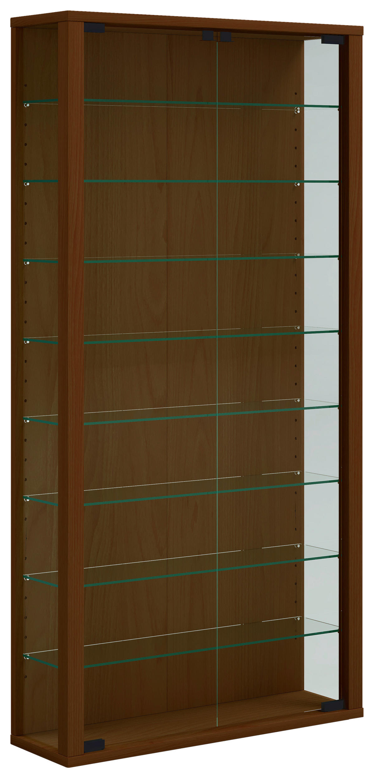VITRINE in Nussbaumfarben  - Nussbaumfarben/Schwarz, Design, Glas/Holzwerkstoff (59/114/18cm) - MID.YOU