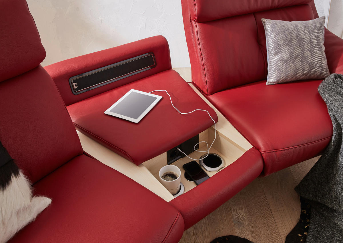 HEIMKINO-SOFA Echtleder Rot  - Anthrazit/Rot, KONVENTIONELL, Leder (254/107/105cm) - Himolla Komfortklass