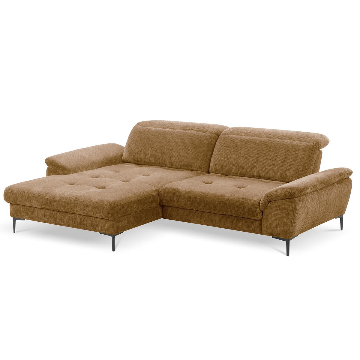 ECKSOFA  Webstoff Rostfarben  - Rostfarben/Schwarz, Design, Textil/Metall (195/268cm) - Livetastic