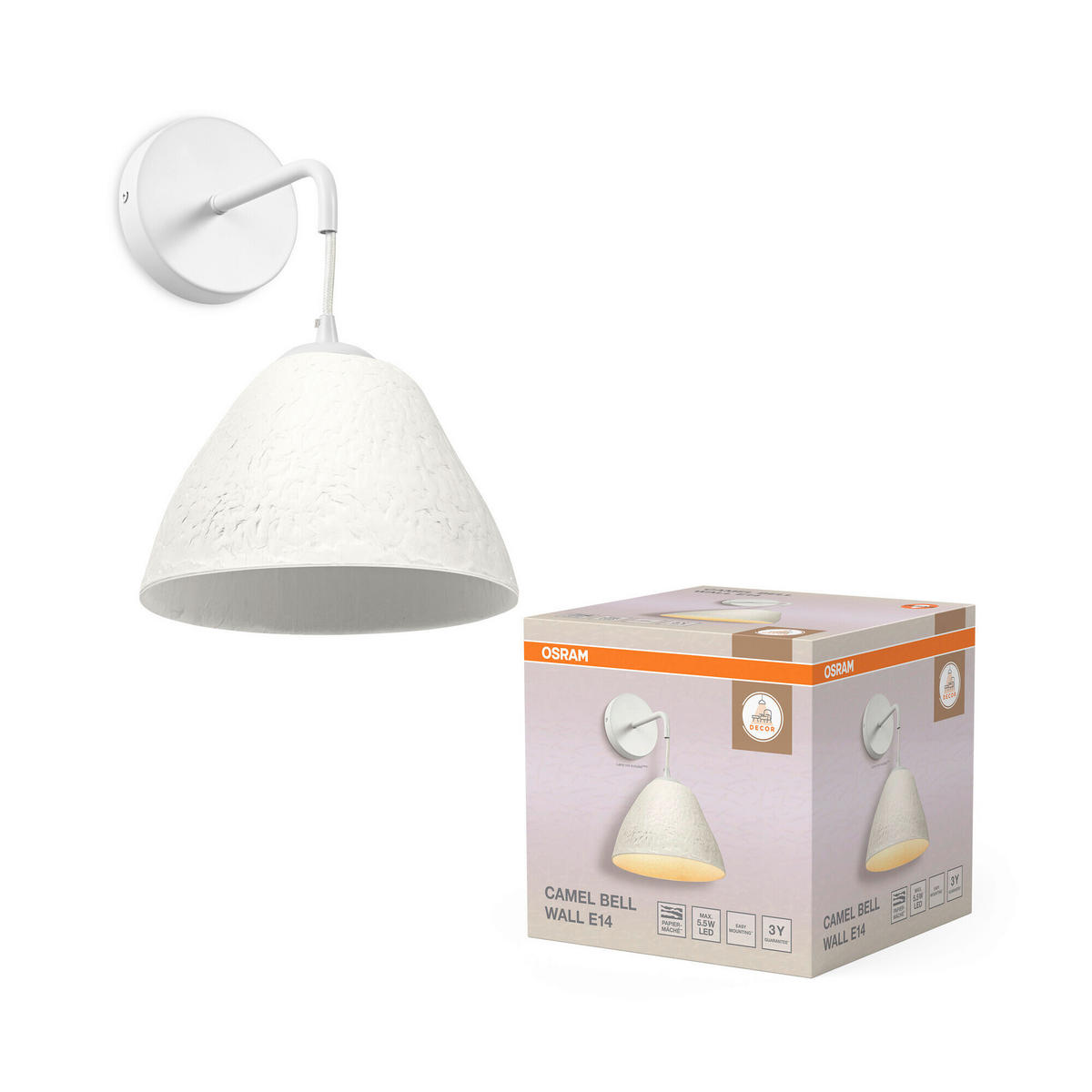WANDLEUCHTE 22/28/32.3 cm   - Basics, Papier/Metall (22/28/32.3cm) - Osram