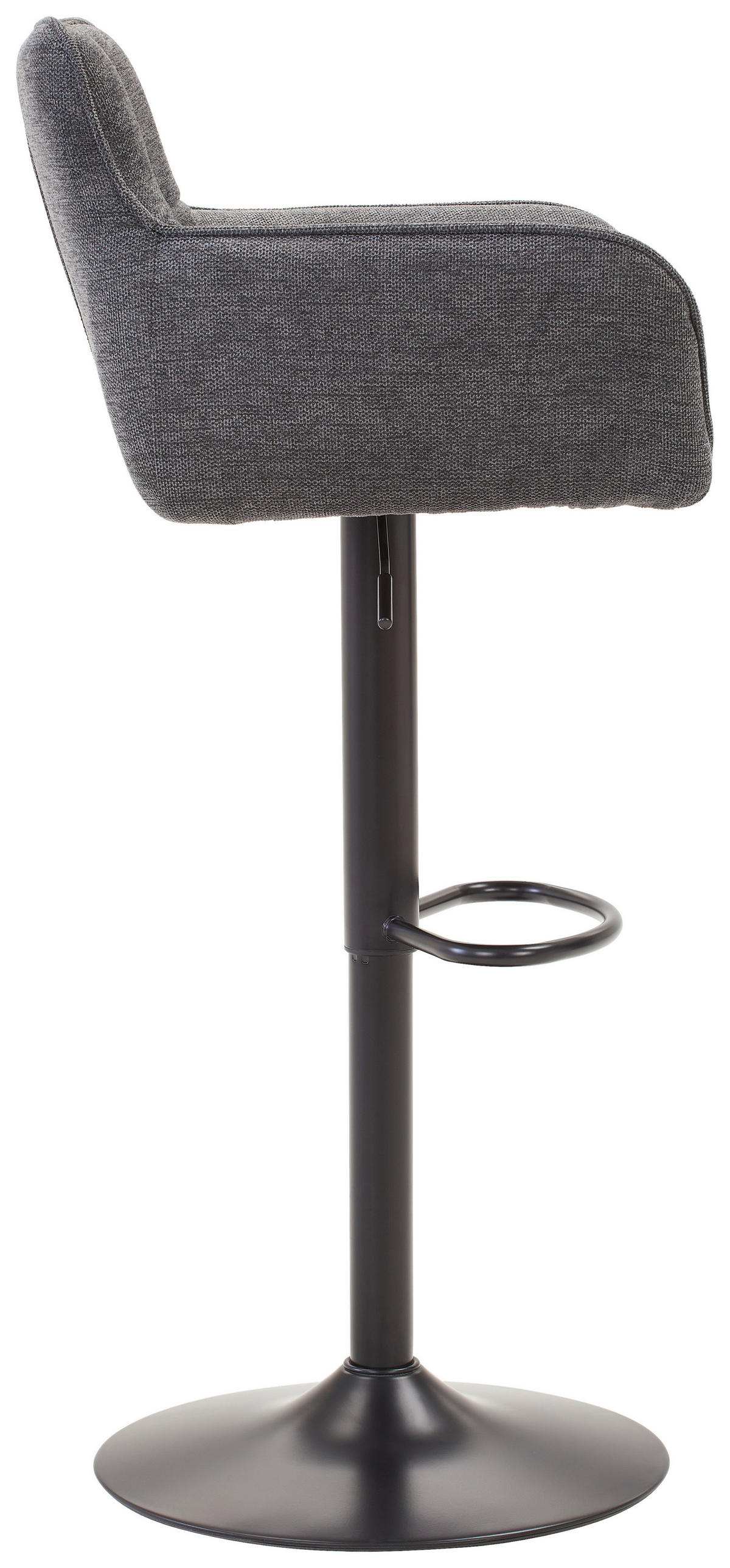 BARHOCKER Webstoff Grau, Schwarz Eisen Sitzfläche 360° drehbar, inklusive Armlehnen  - Schwarz/Grau, MODERN, Textil/Metall (54,5/111,5/51,5cm) - Livetastic