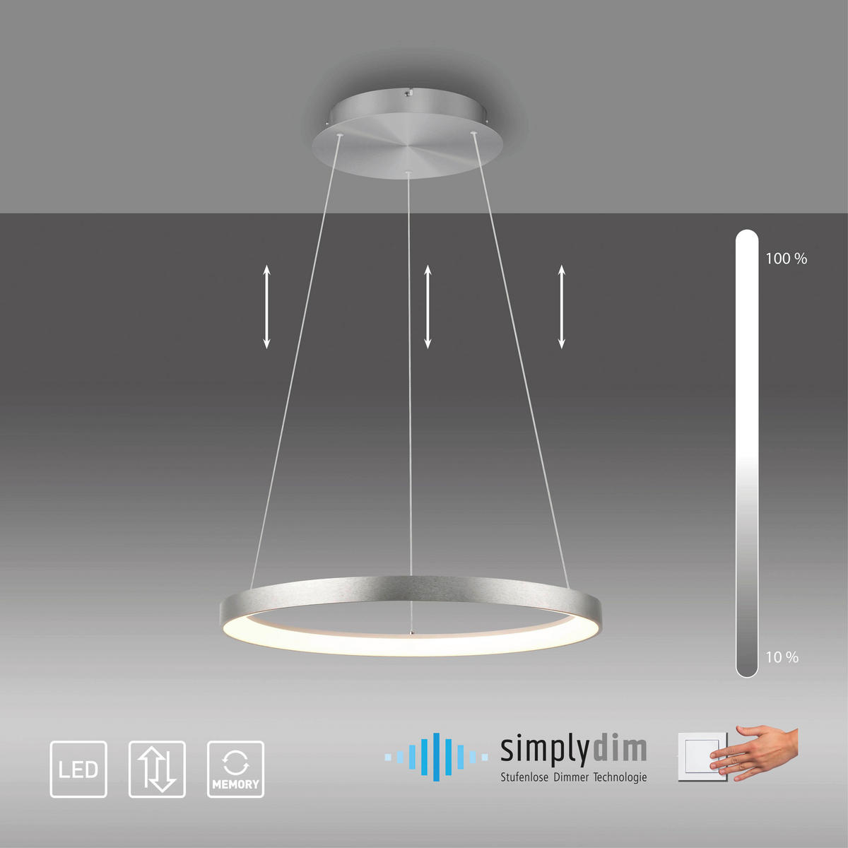 LED FÜGGESZTÉK - alumínium színű, Design, műanyag/fém (57/200/200cm)