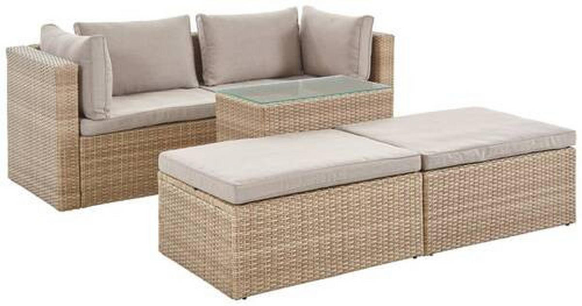 LOUNGEGARNITUR  - Braun/Grau, MODERN, Glas/Kunststoff - Ambia Garden