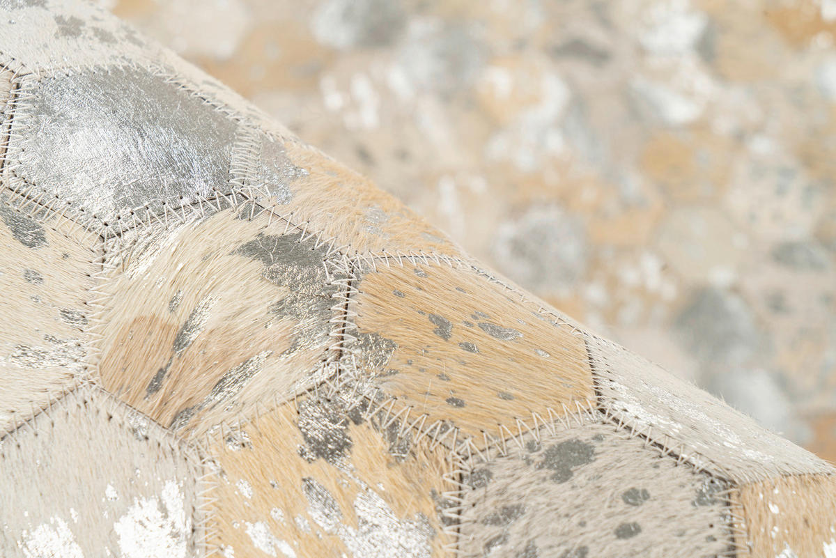 LEDERTEPPICH 120/170 cm Silberfarben  - Silberfarben, KONVENTIONELL, Leder/Textil (120/170cm)