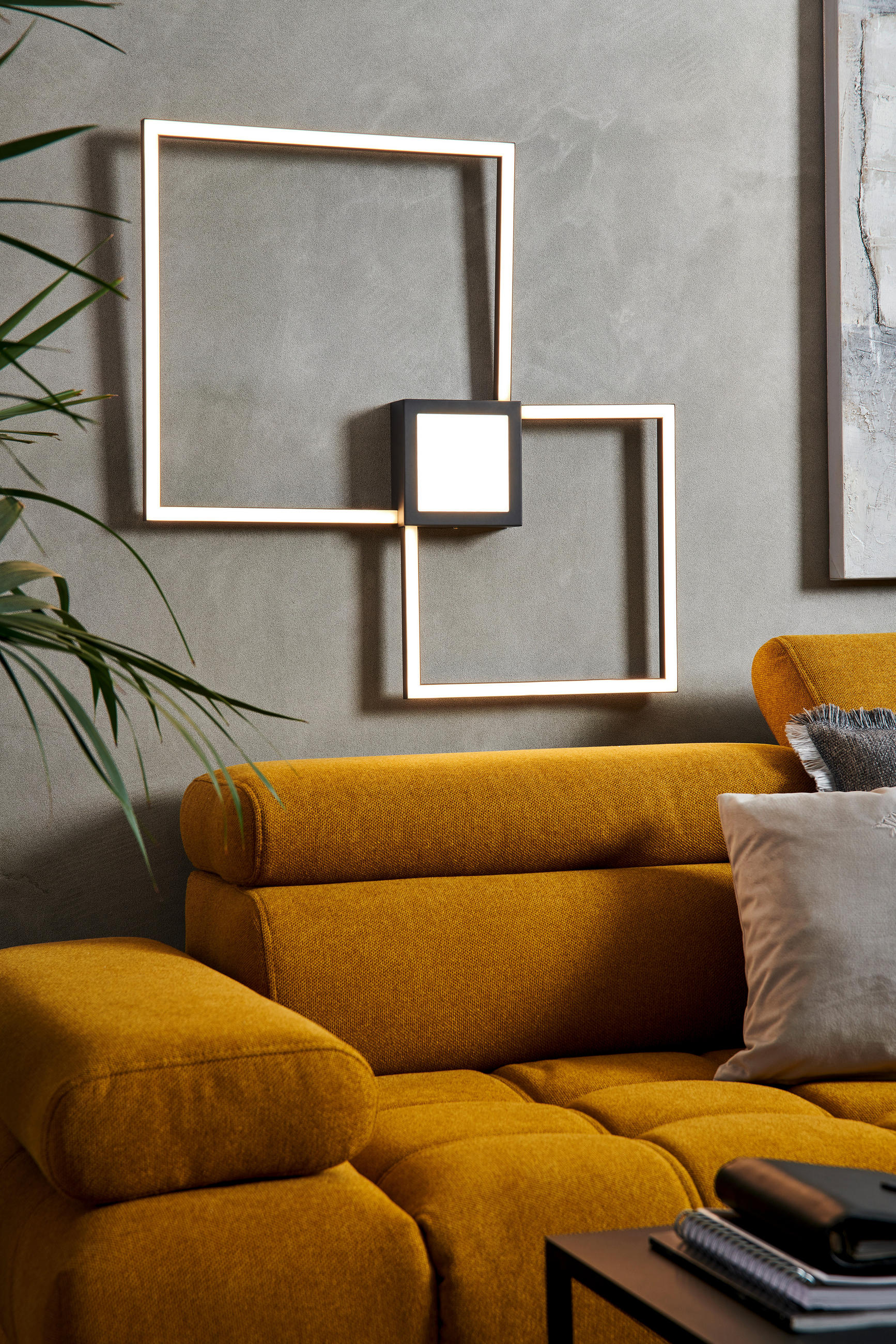 STROPNÉ LED SVIETIDLO, 65/65/5 cm - antracitová, Design, kov/plast (65/65/5cm) - Novel